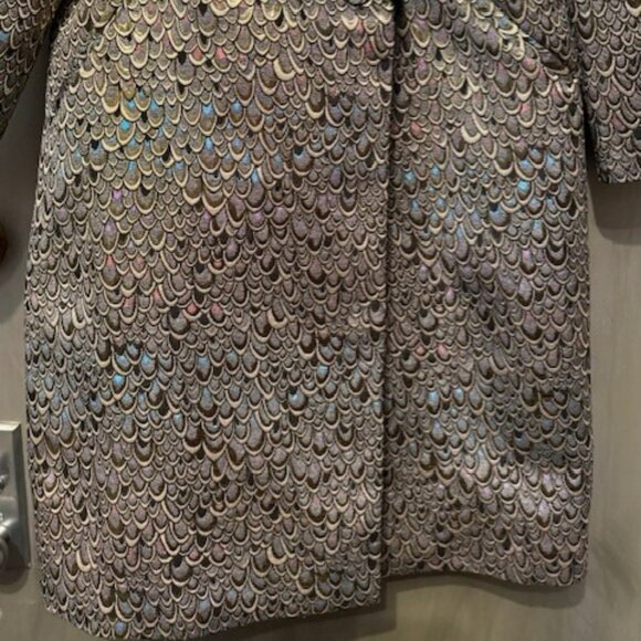 Retro Metallic Brocade Guided by Glistening Grace Coat with fur collar  - NWT - Picture 13 of 16
